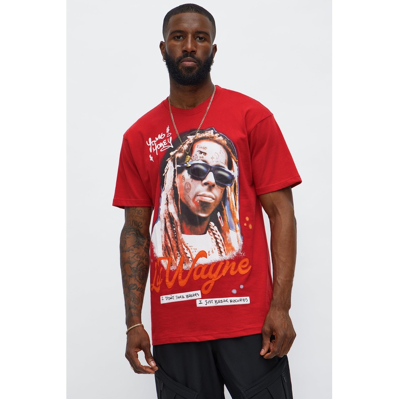 Lil Wayne No Breaks Short Sleeve Tee – Red