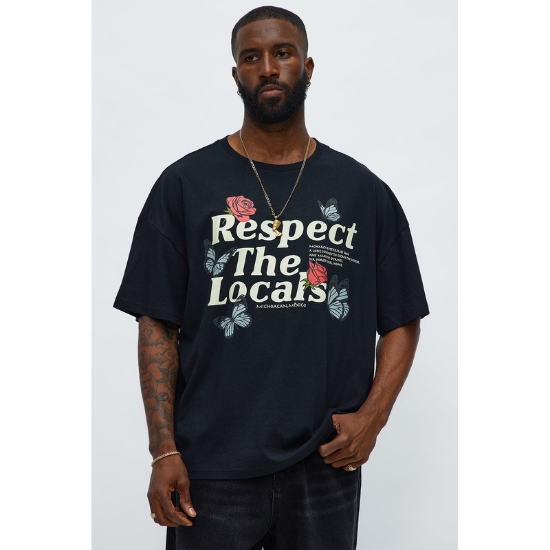 Respect The Locals Oversized Short Sleeve Tee – Black