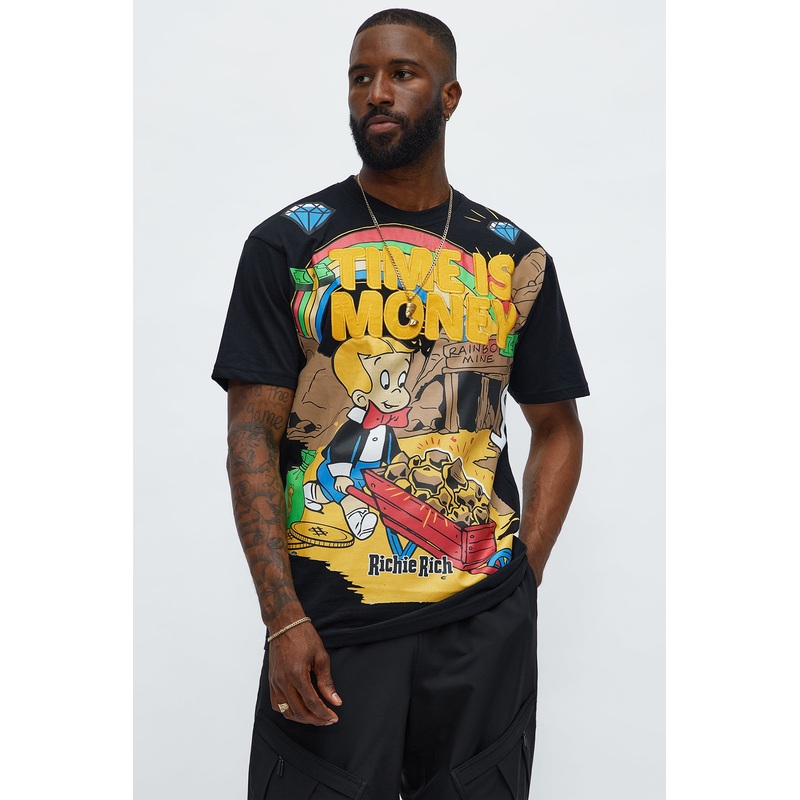 Richie Rich Time Is Money Short Sleeve Tee – Black