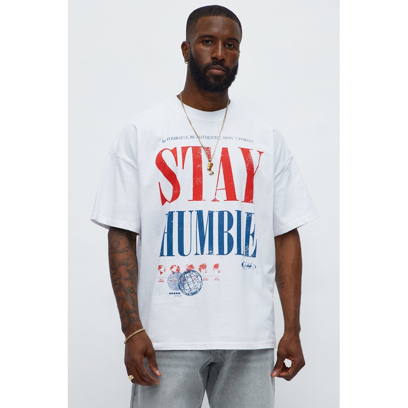 Stay Humble Boxy Short Sleeve Tee – White
