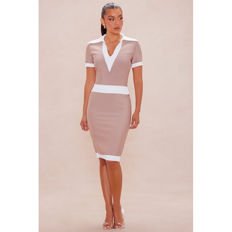 Blair Bandage Midi Skirt – Taupe/combo