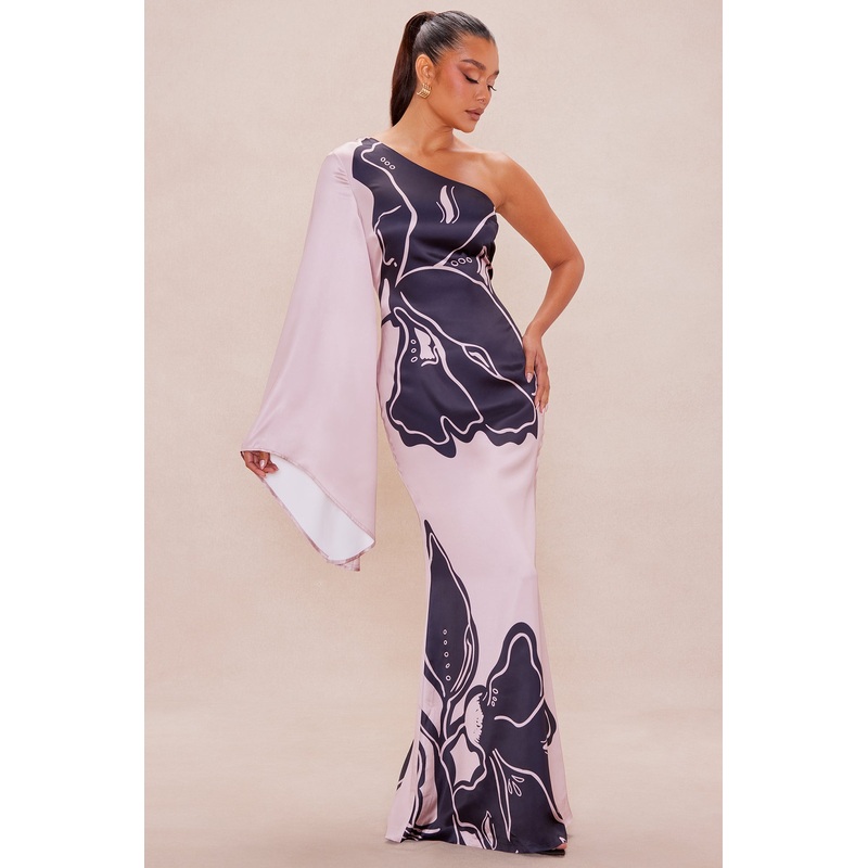 Bree Satin Maxi Dress – Pink/combo