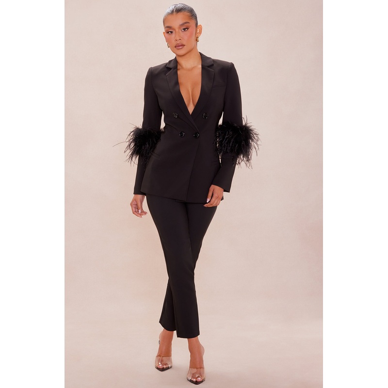 Calle Feather Suit Set – Black