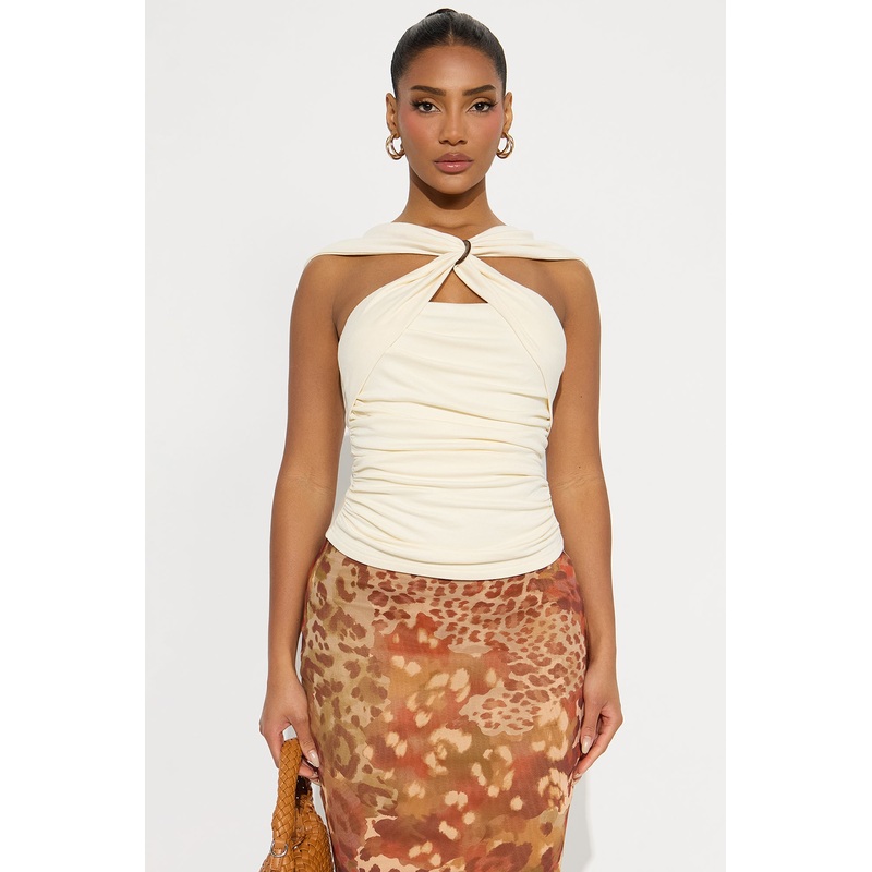 Endless Possibilities Ruched Off Shoulder Top – Ivory