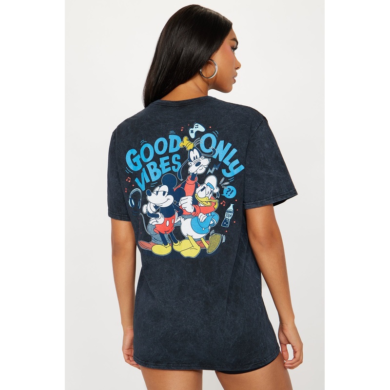 Good Vibes Only Mickey Washed Tee – Black Wash
