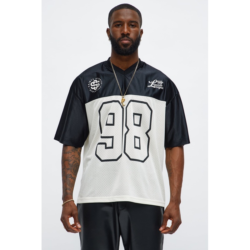 Saints Split Short Sleeve Soccer Jersey – Black/combo