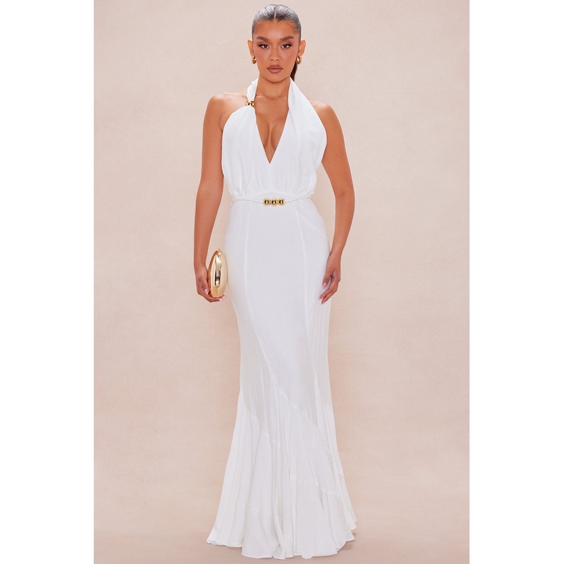 Siena Halter Maxi Dress – Cream