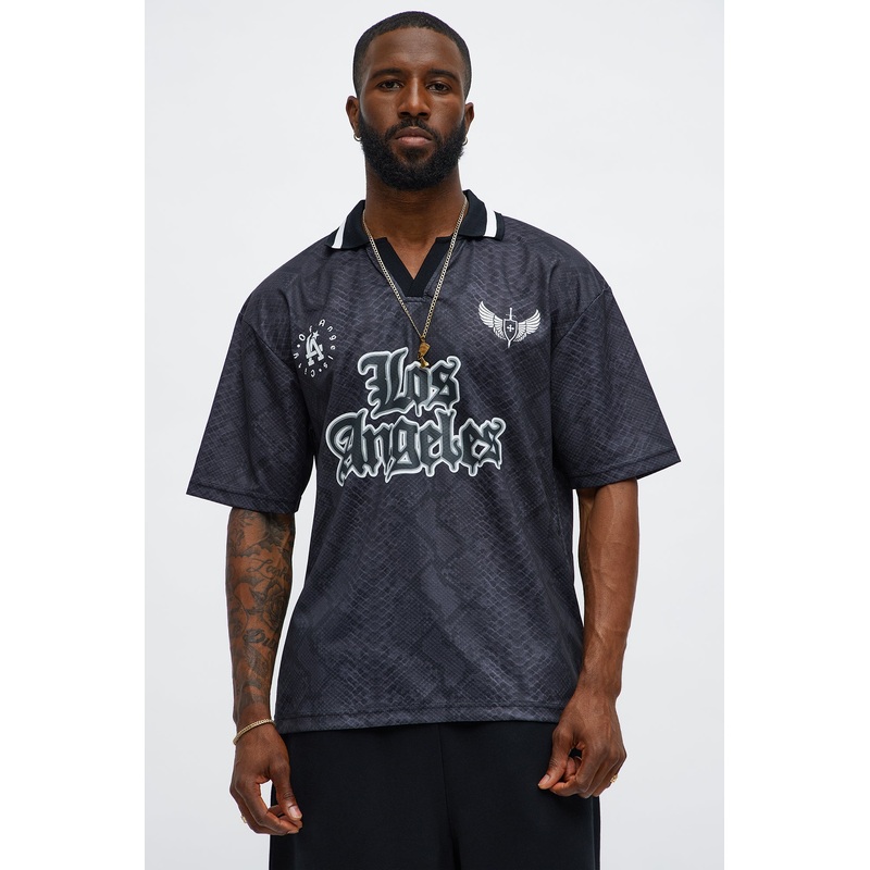 Snake LA Johnny Collar Soccer Jersey – Black/combo