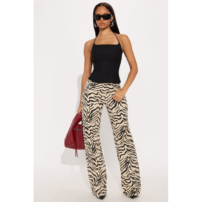 Tall Savanna High Rise Printed Flare Jeans – Cream/combo