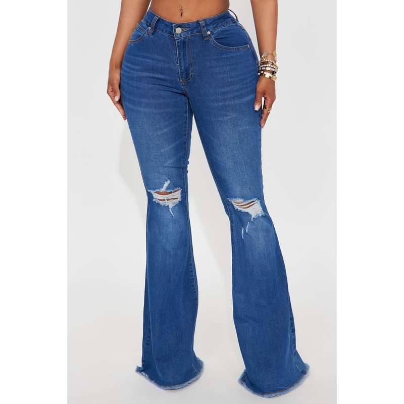 Vision Quest Bell Bottom Jeans – Medium Blue Wash