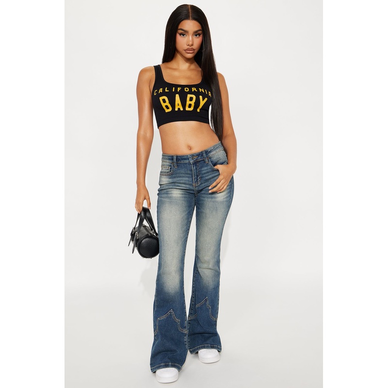 Western Low Rise Flare Jeans – Vintage Wash