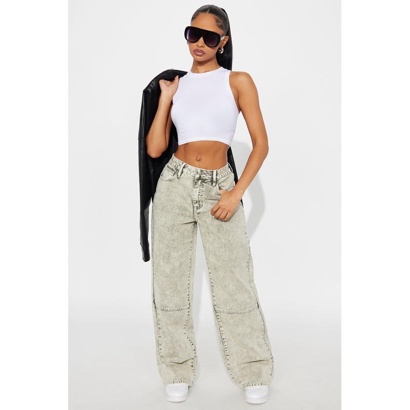Zoraya Wide Leg Jeans – Acid Wash Grey