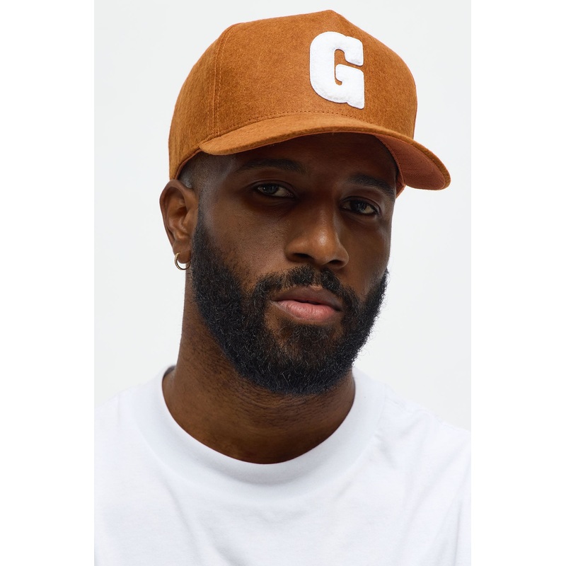 1St Gold Textured Structured Snapback Hat – Orange
