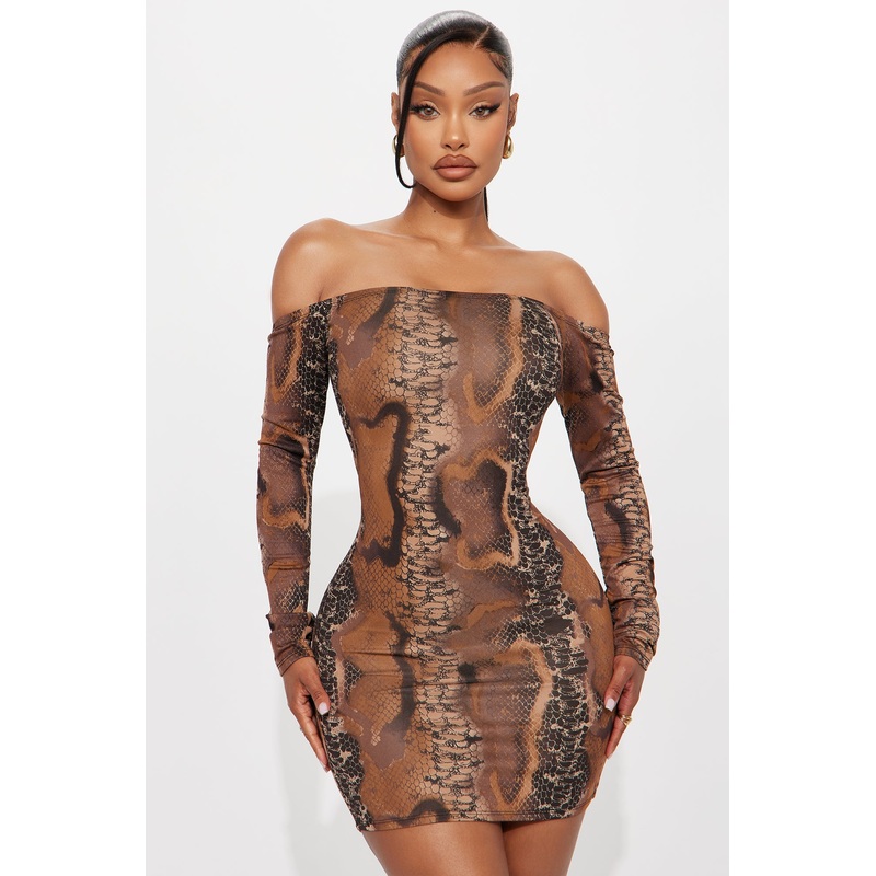Alaia Animal Print Backless Mini Dress – Brown/combo