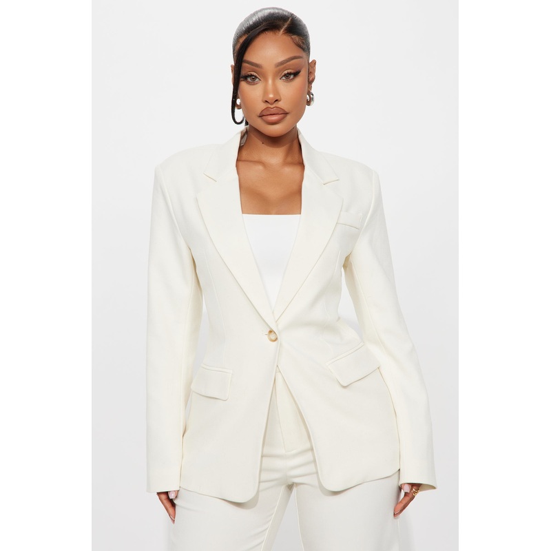 Alexandra Structured Twill Blazer – Ivory