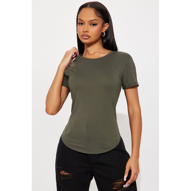 Annie Cuffed Short Sleeve Top – Olive