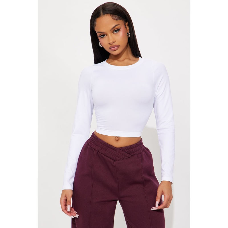 Bria Crew Neck Basic Top – White
