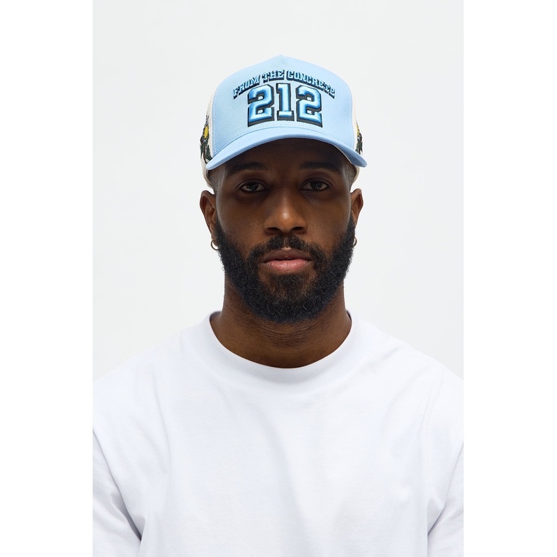 Concrete Sunflower Structured Snapback Hats – Blue/combo