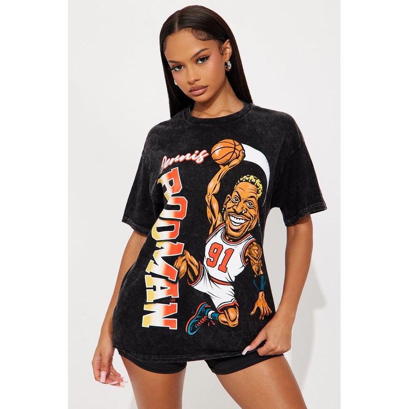 Dennis Rodman Basketball Retro Washed Tee – Black