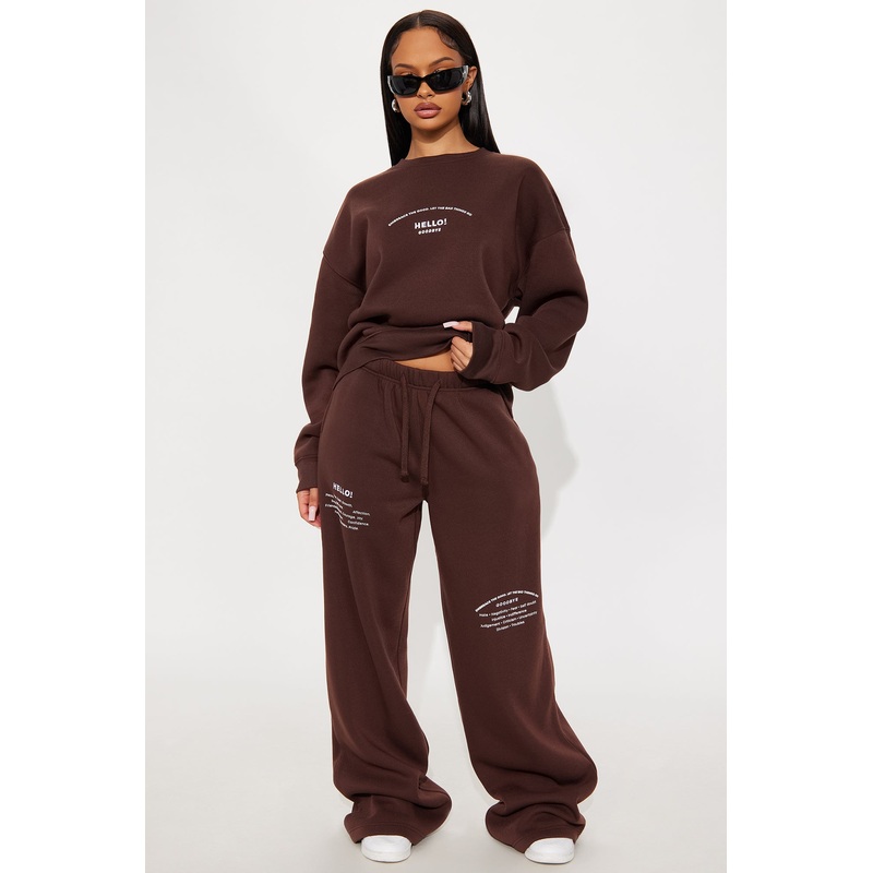 Hello Goodbye Wide Leg Pant – Brown