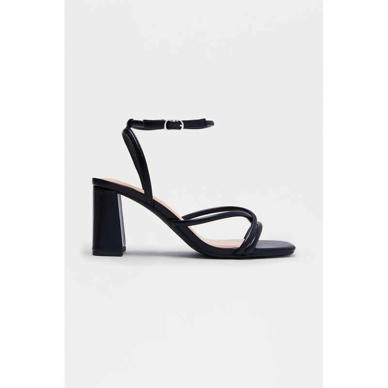 Steffi Ankle Strap Heels – Black