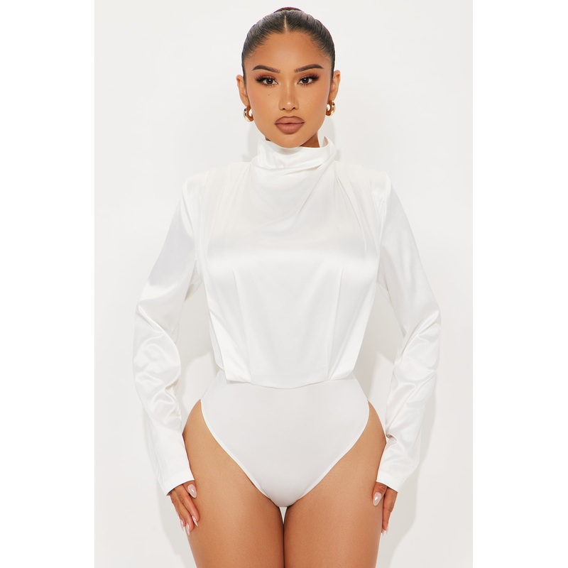 Alessandra Satin Bodysuit – White