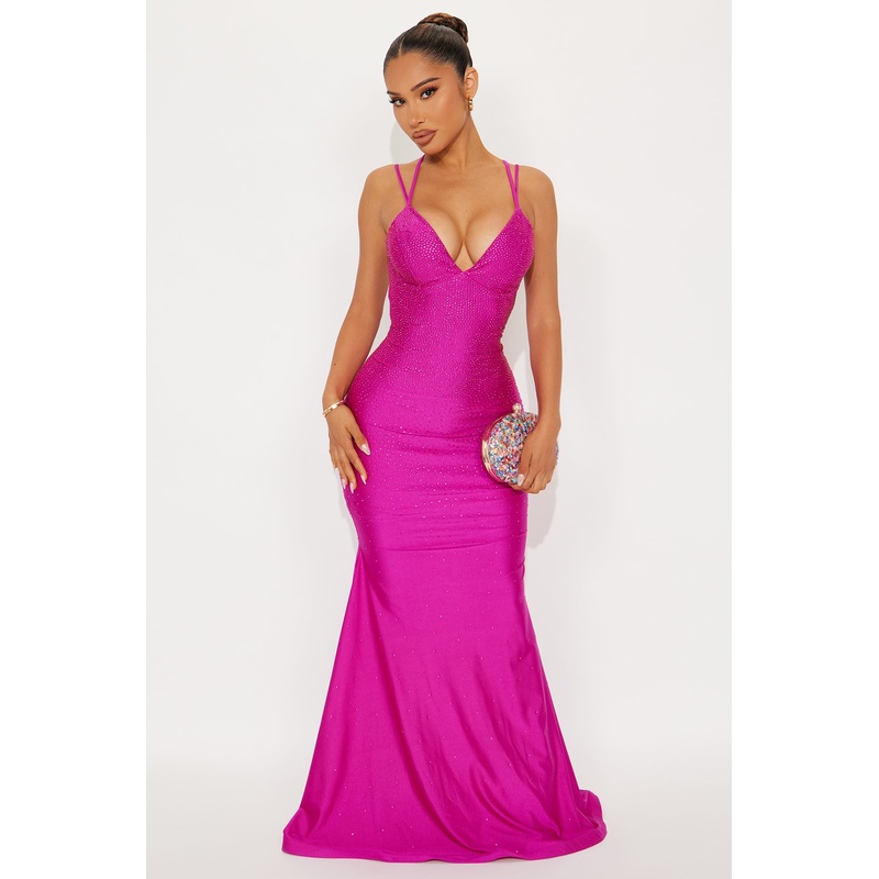 Amani Ombre Sequin Gown – Magenta