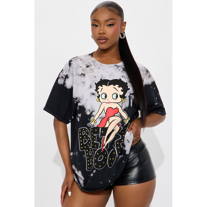 Betty Boop Bleach Oversized Tee – Black
