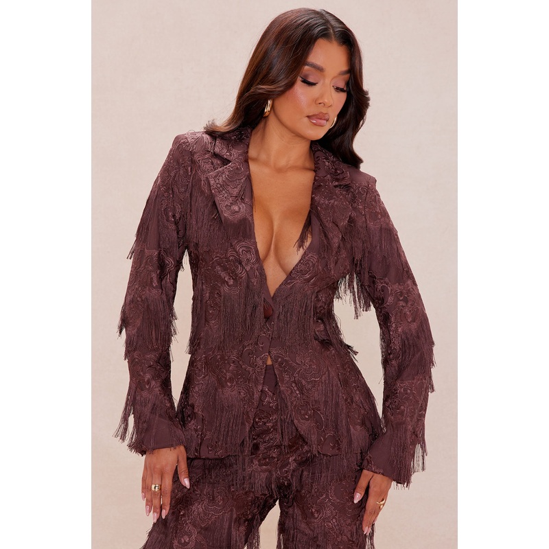Dolly Fringe Blazer – Chocolate