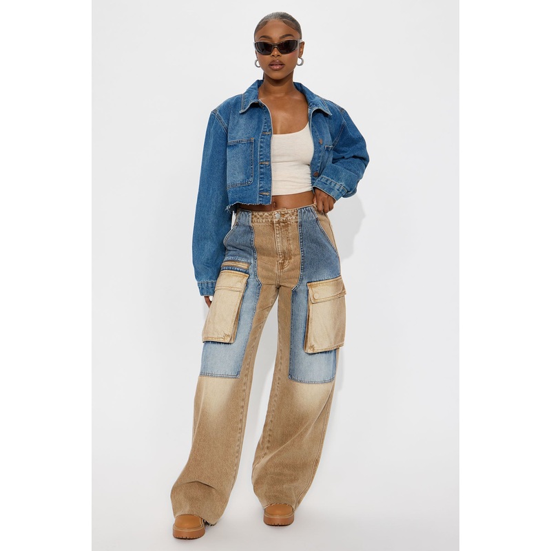 Sahara Cargo Straight Leg Jeans – Dark Wash