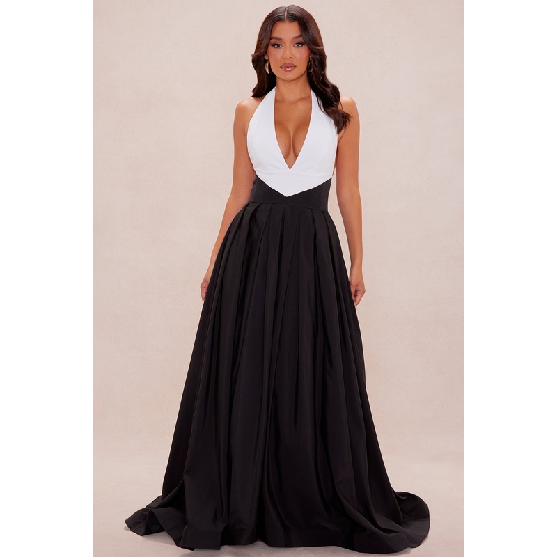 Sarah Contrast Gown – Black/White
