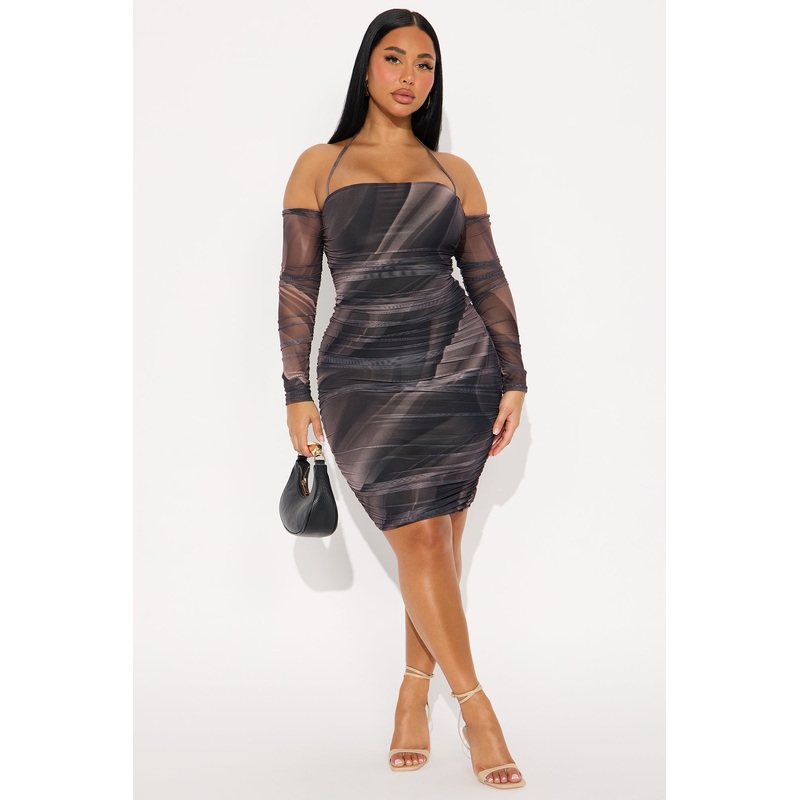All About The Drama Mesh Midi Dress – Black/combo