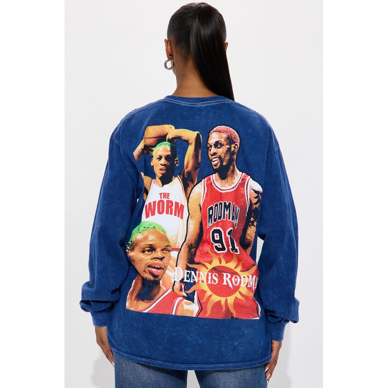 Dennis Rodman Vintage Washed Long Sleeve Tee – Navy/combo