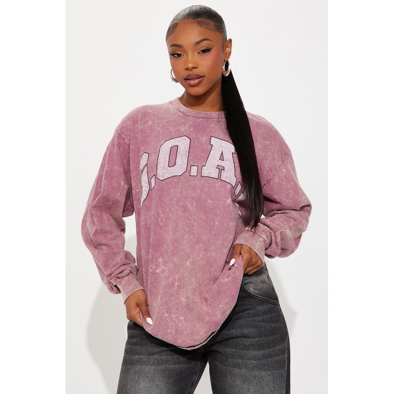 G.O.A.T Washed Long Sleeve Tee – Burgundy