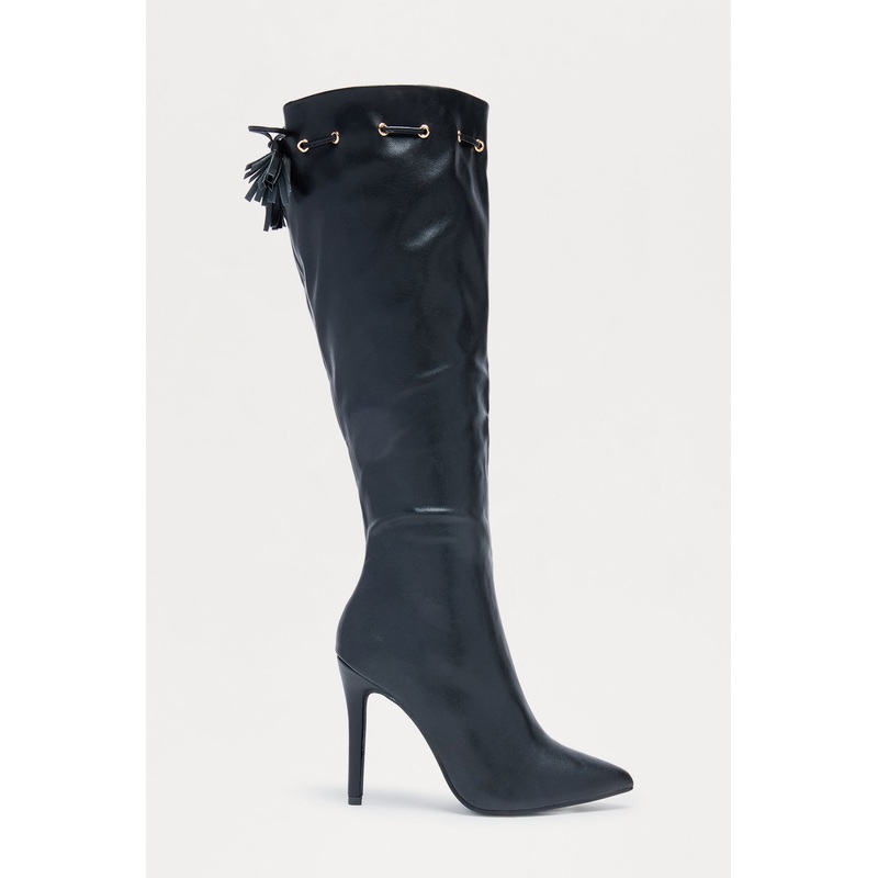 Alton Tassel Stiletto Boots – Black