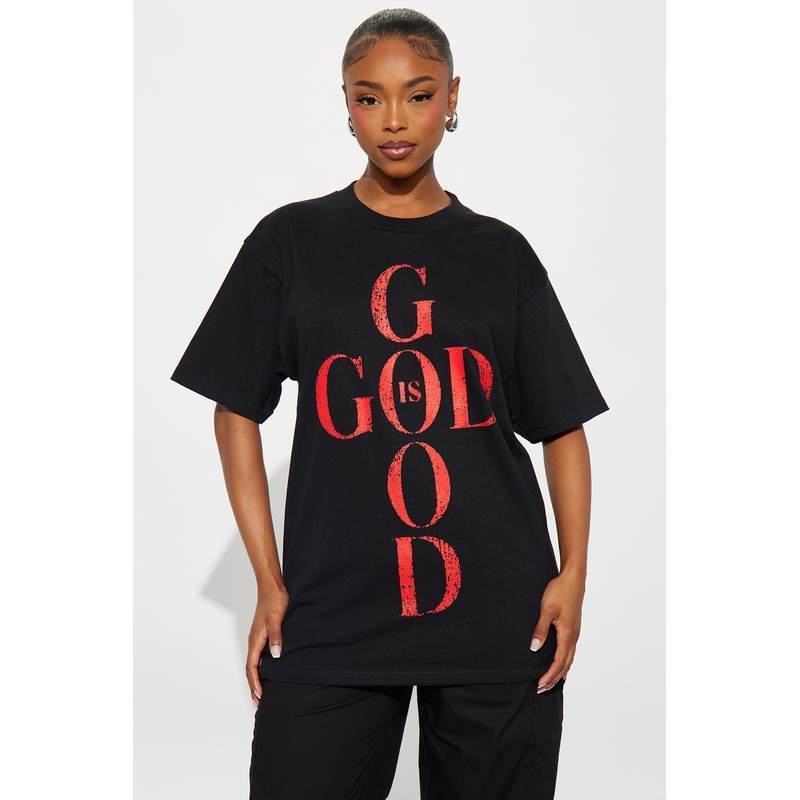 God Is Good Vintage Washed Tee – Black Wash