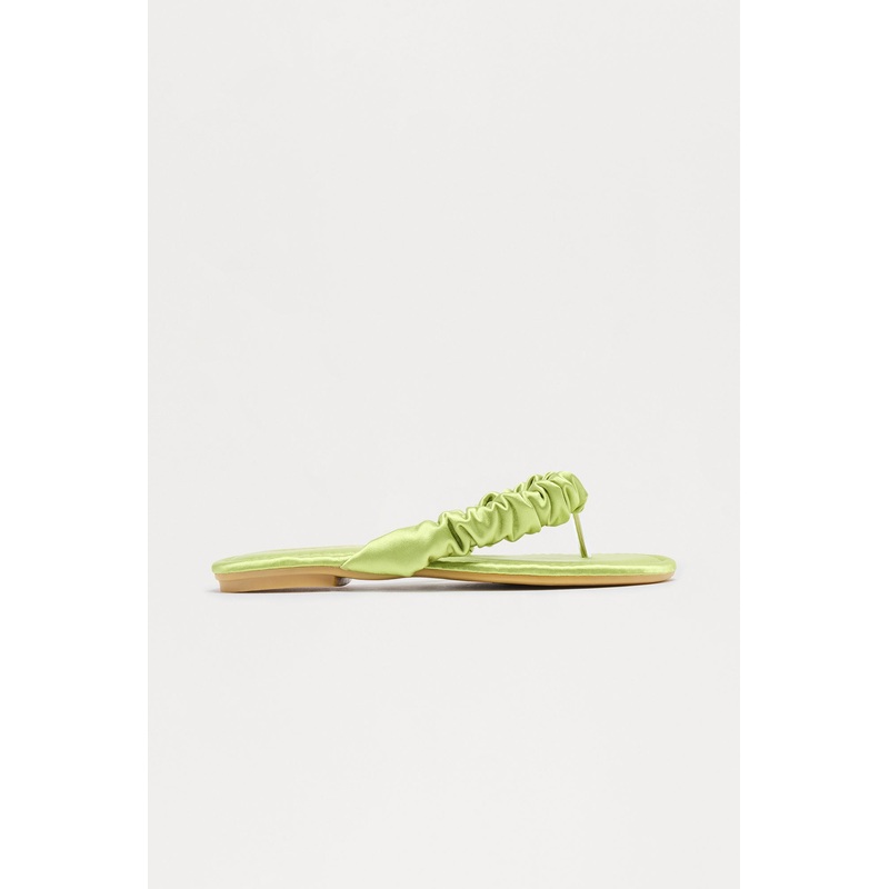 Staci Satin Flip Flops – Green
