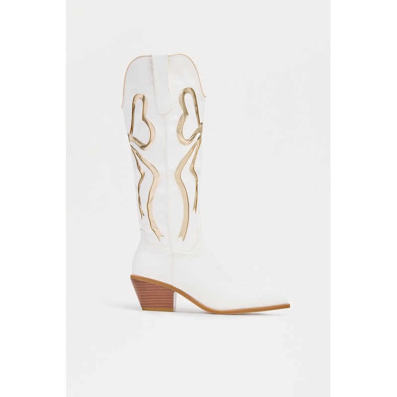 Truett Bow Cowboy Boots – White