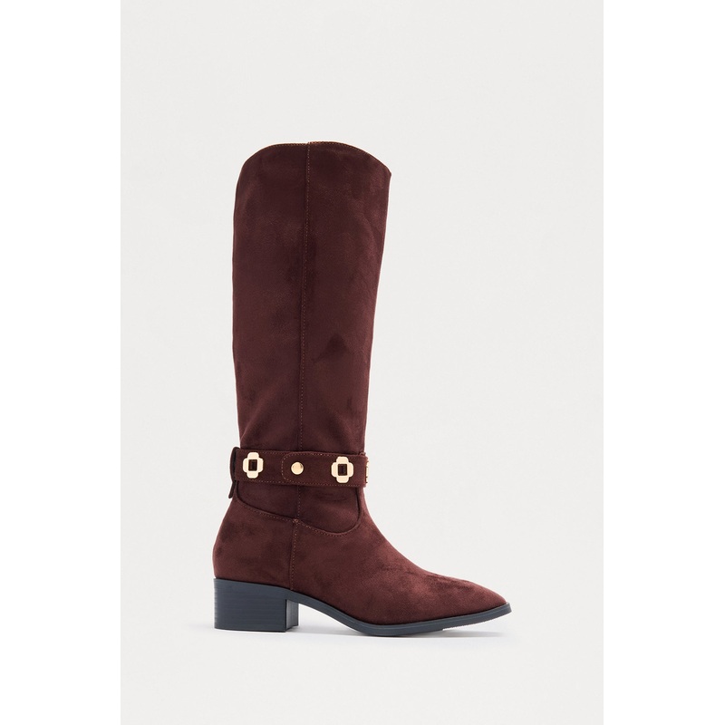 Yadira Hardware Knee High Boots – Brown