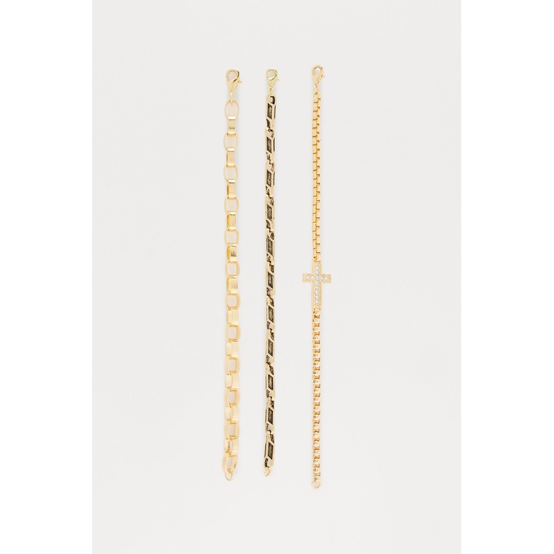 Cross Link Multi Bracelet Set – Gold