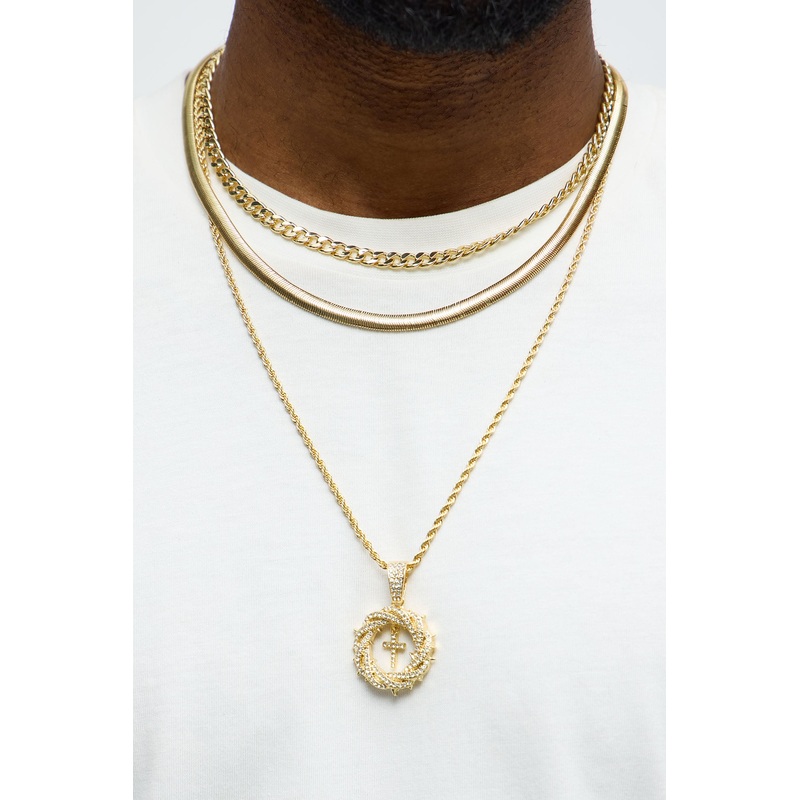 Crowned 3 Piece Necklace Set – Gold